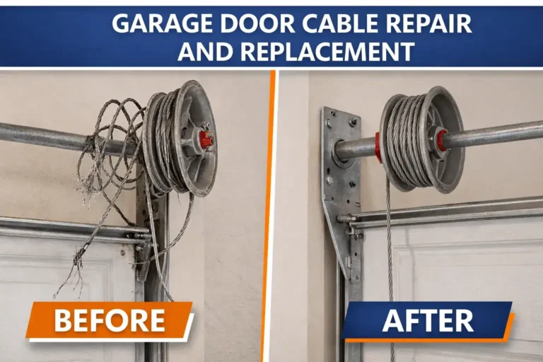 Garage door cable repair and replacement before and after service in North Carolina