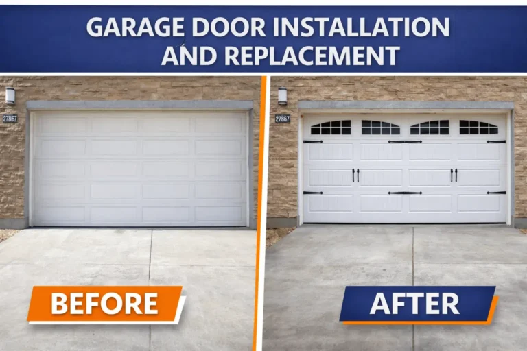 Garage door installation and replacement before and after service in North Carolina