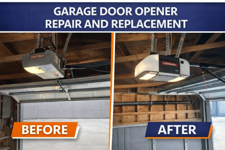 Garage door opener repair and replacement before and after service in North Carolina