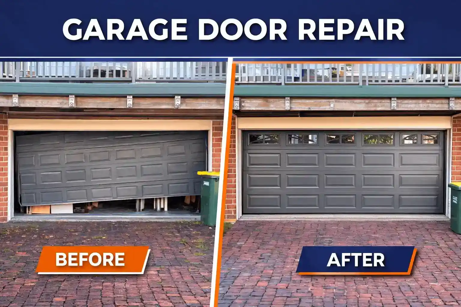 Garage door repair before and after service in North Carolina